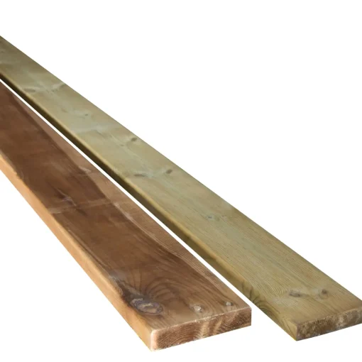 Trykimprægnerede Terrassebrædder^​ Terrassebrædder GDS glat fyr trykimprægneret 25 x 100 mm x 3,6M