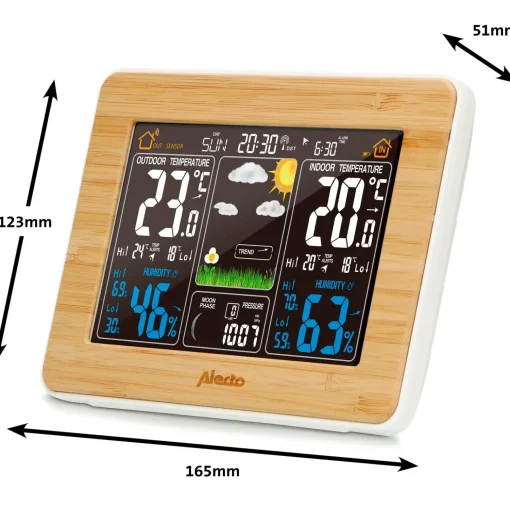 Alecto Vejrstationer Og Termometre^WS-150 vejrstation med trådløs sensor bambus