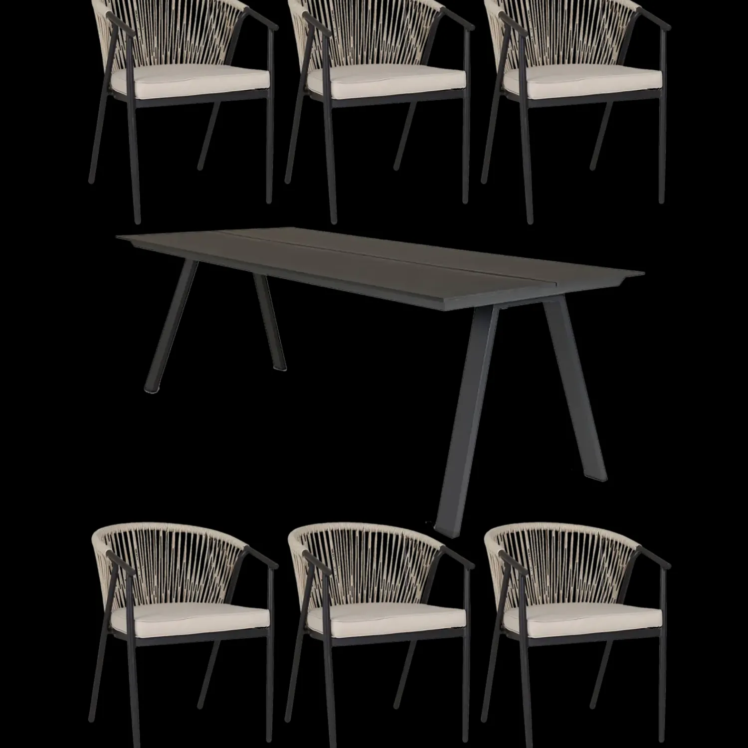 Havemøbelsæt^Anholt/Dragør havemøbelsæt med bord og 6 stole sort/sand