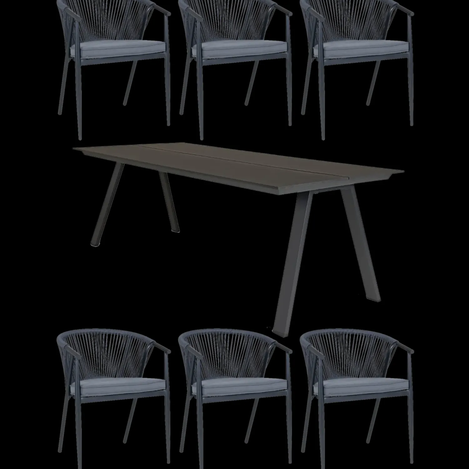 Havemøbelsæt^Anholt/Dragør havemøbelsæt med bord og 6 stole sort/grå