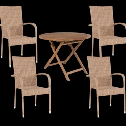Online Bali/Nordsø havemøbelsæt med bord og 4 stole teak/natur
