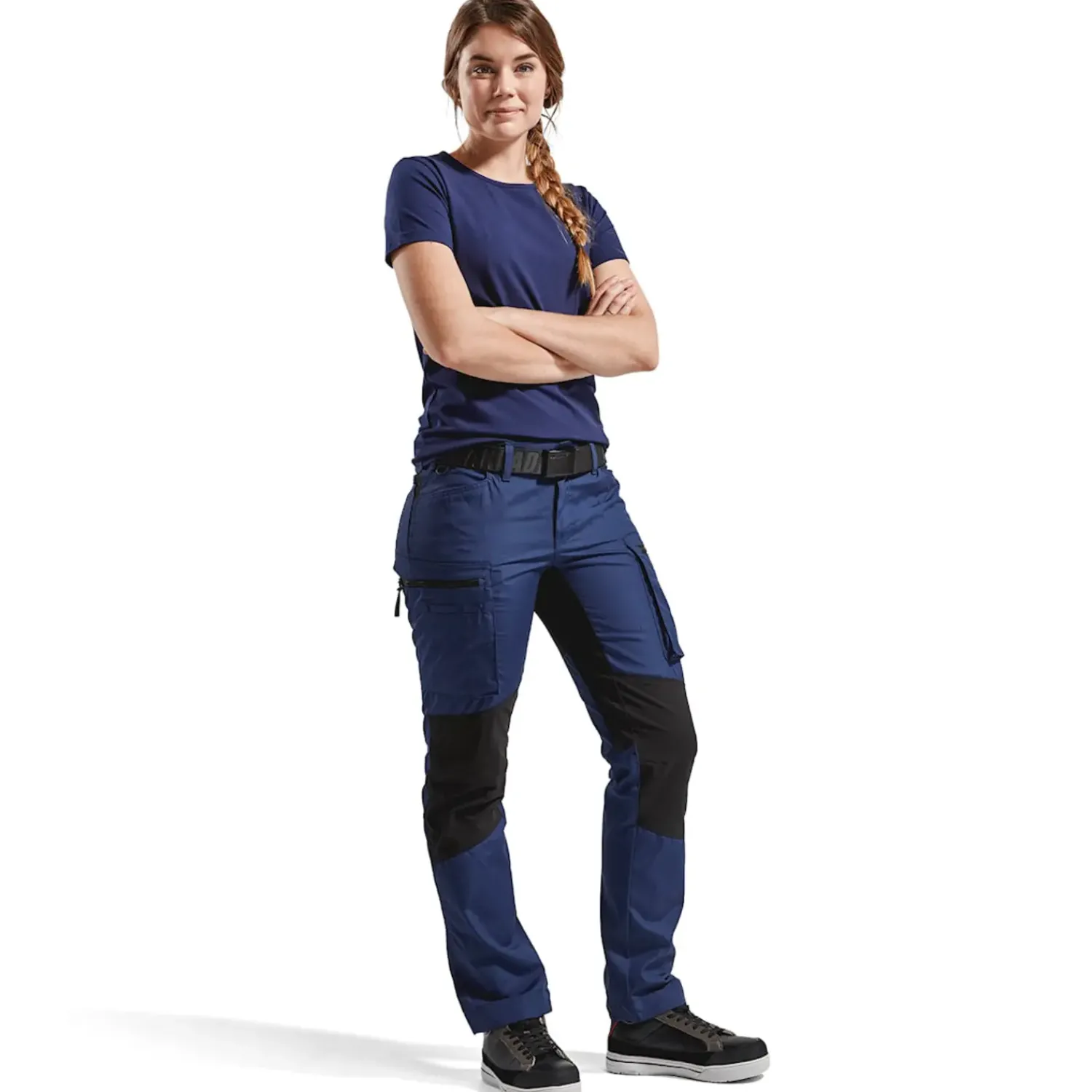 Blåklæder dame service bukser med stretch marineblå/sort str. C48