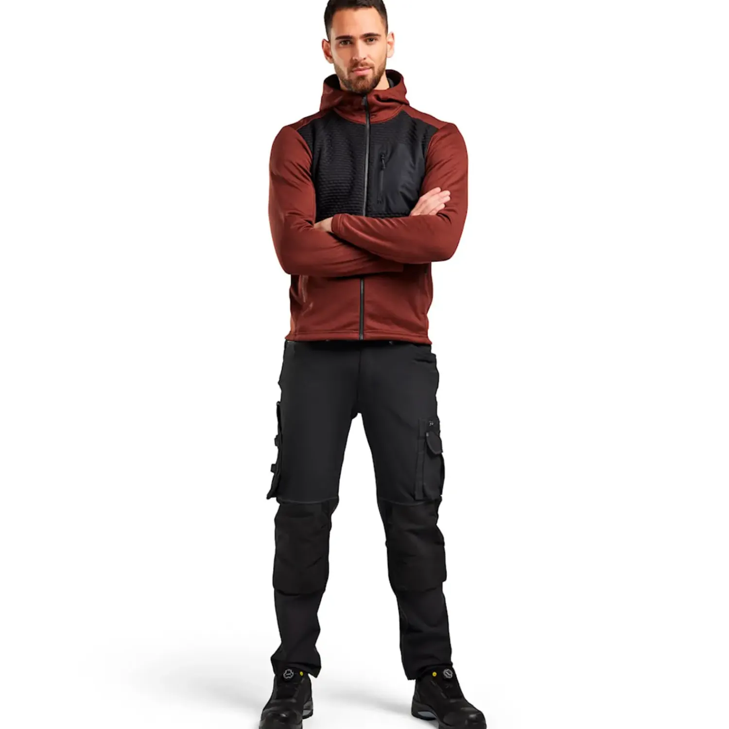 Trøjer Og Sweatshirts^Blåklæder hættetrøje Full Zip brændt rød/sort str. 2XL