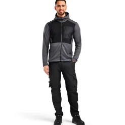 Trøjer Og Sweatshirts^Blåklæder hættetrøje Full Zip sortmeleret str. 2XL