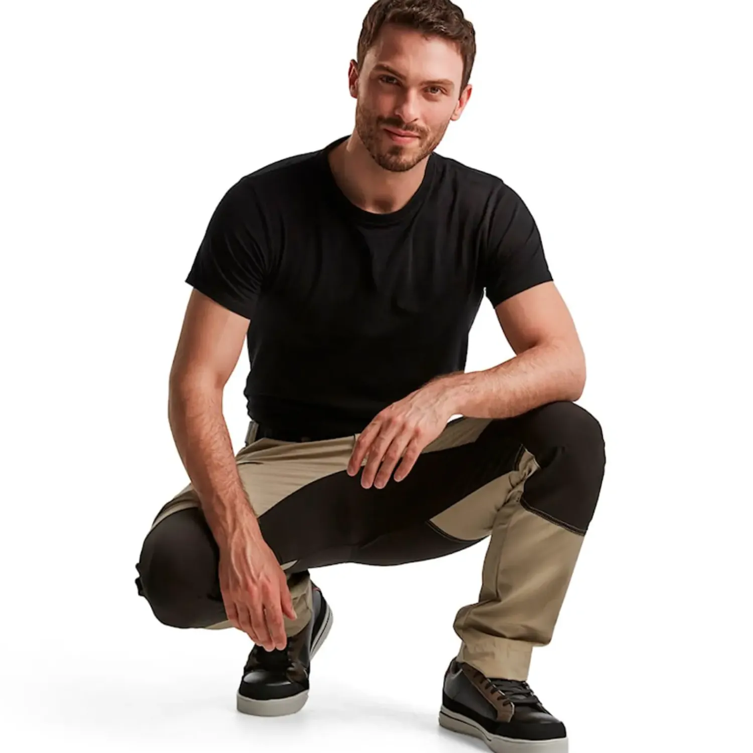 Discount Blåklæder service bukser med stretch sand/sort str. D96