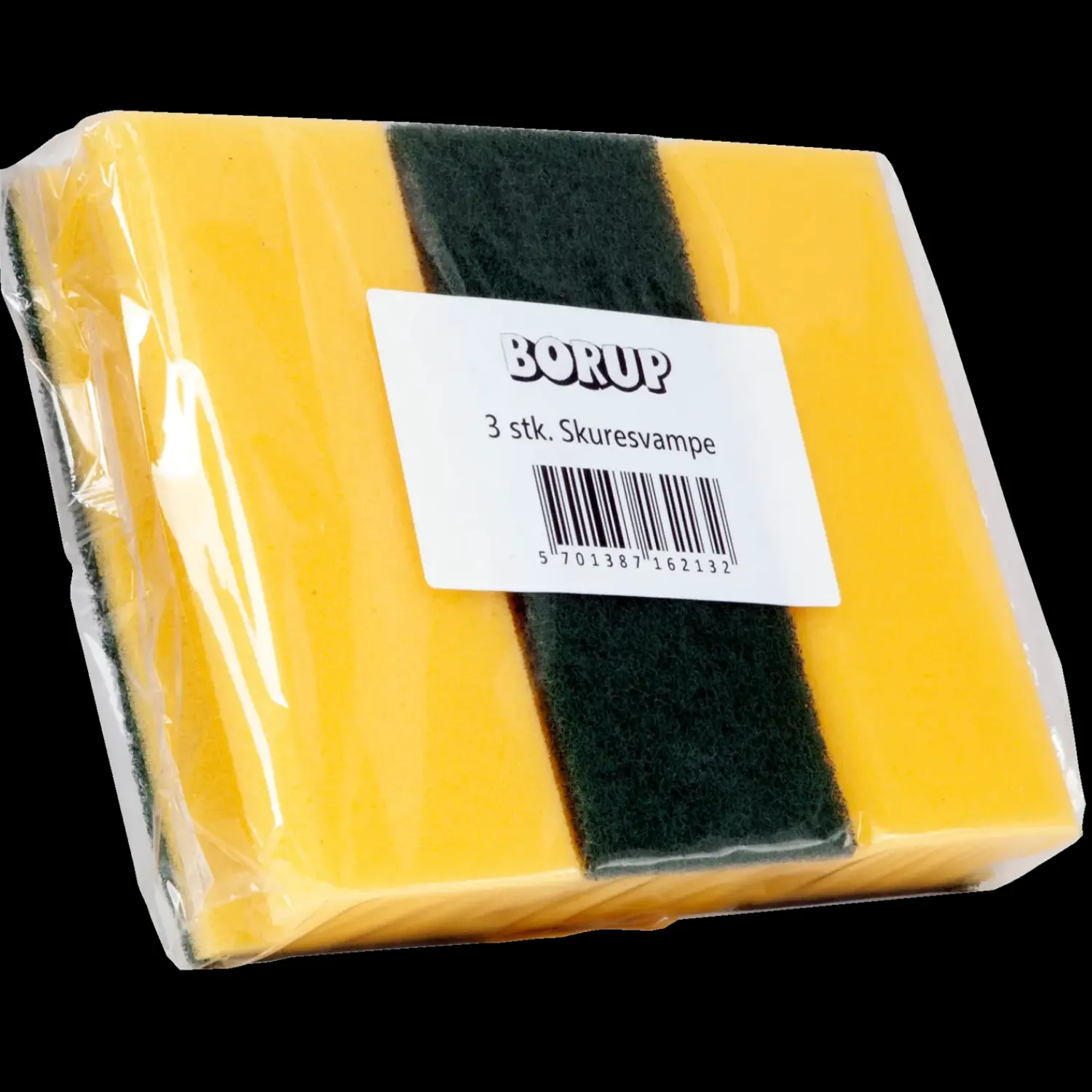 Udendørs Rengøring^Borup skuresvamp m/ håndtag gul/grøn 3 stk
