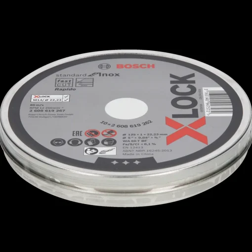 Bosch Professional Klinger Til Vinkelslibere^Bosch X-Lock Standard for Inox skæreskive lige 125x1 mm 10 stk