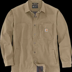 Hot Carhartt canvas fleece foret skjortejakke dark khaki str. S