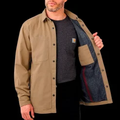 Hot Carhartt canvas fleece foret skjortejakke dark khaki str. S