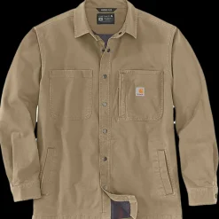 Hot Carhartt canvas fleece foret skjortejakke dark khaki str. S