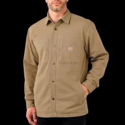 Hot Carhartt canvas fleece foret skjortejakke dark khaki str. S
