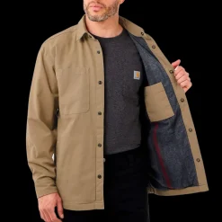 Hot Carhartt canvas fleece foret skjortejakke dark khaki str. S