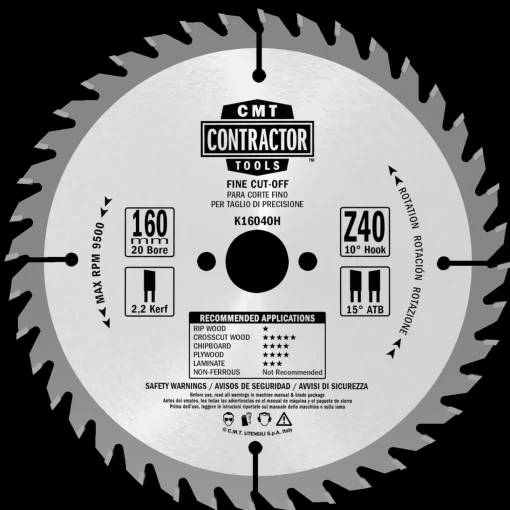 Hot CMT savklinge Contractor 160x2,2x20 Z40W 10 stk pk