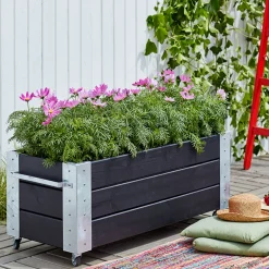 Plantekasser^Cubic Blomsterkasse med hjul 120x50x45 cm sort