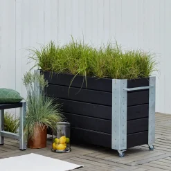 Plantekasser^Cubic Blomsterkasse med hjul 120x50x45 cm sort