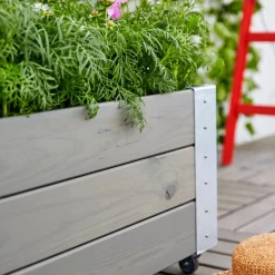 New Cubic Blomsterkasse med hjul 120x50x45 cm gråbrun