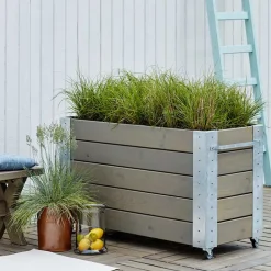 New Cubic Blomsterkasse med hjul 120x50x45 cm gråbrun