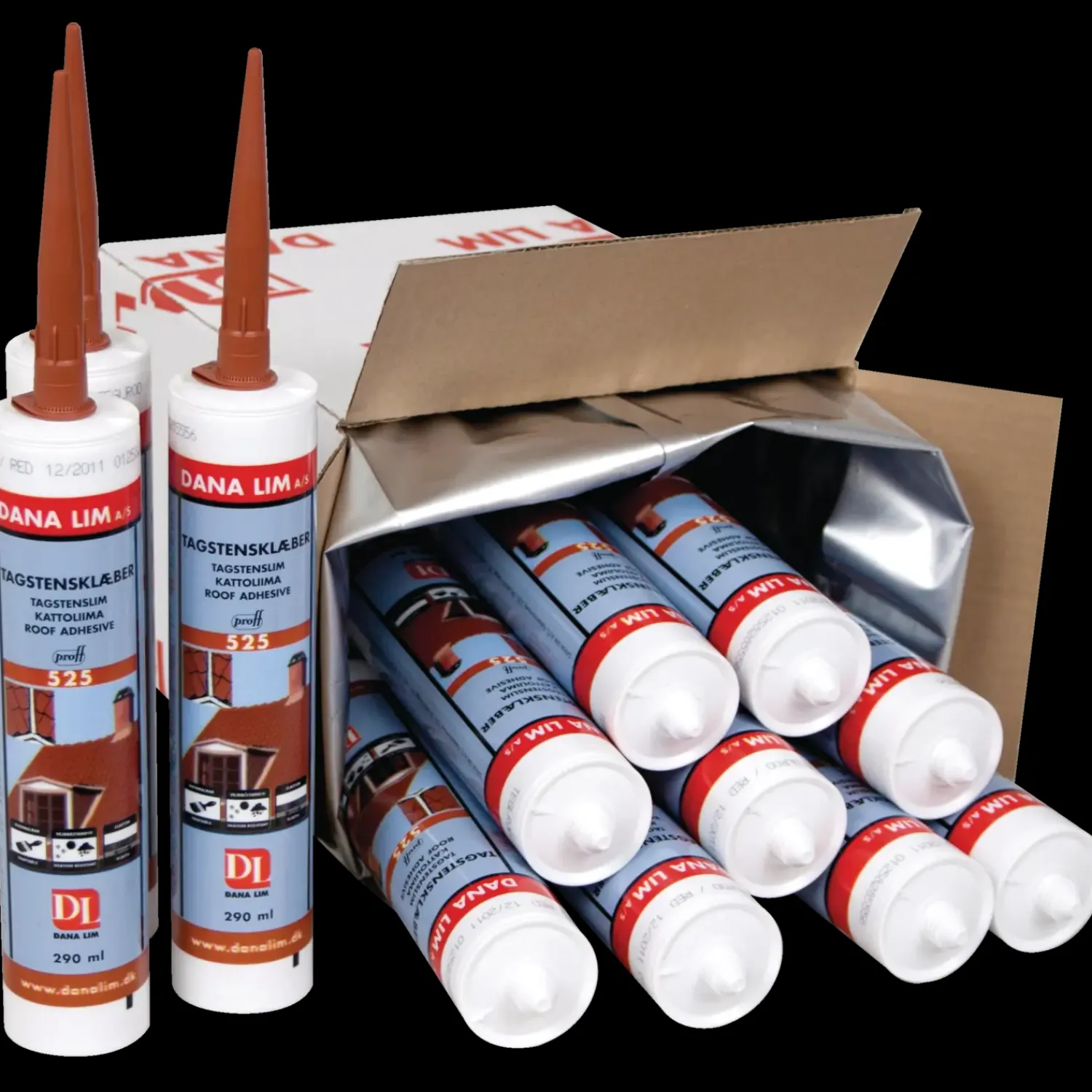 Clearance Dana Lim Dana proff tagstensklæber 525 teglrød 290 ml