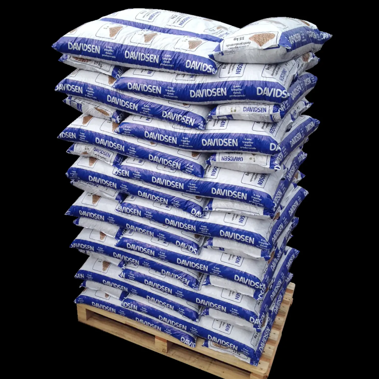 Davidsen Træpiller^træpiller 6 mm 15 kg/pose