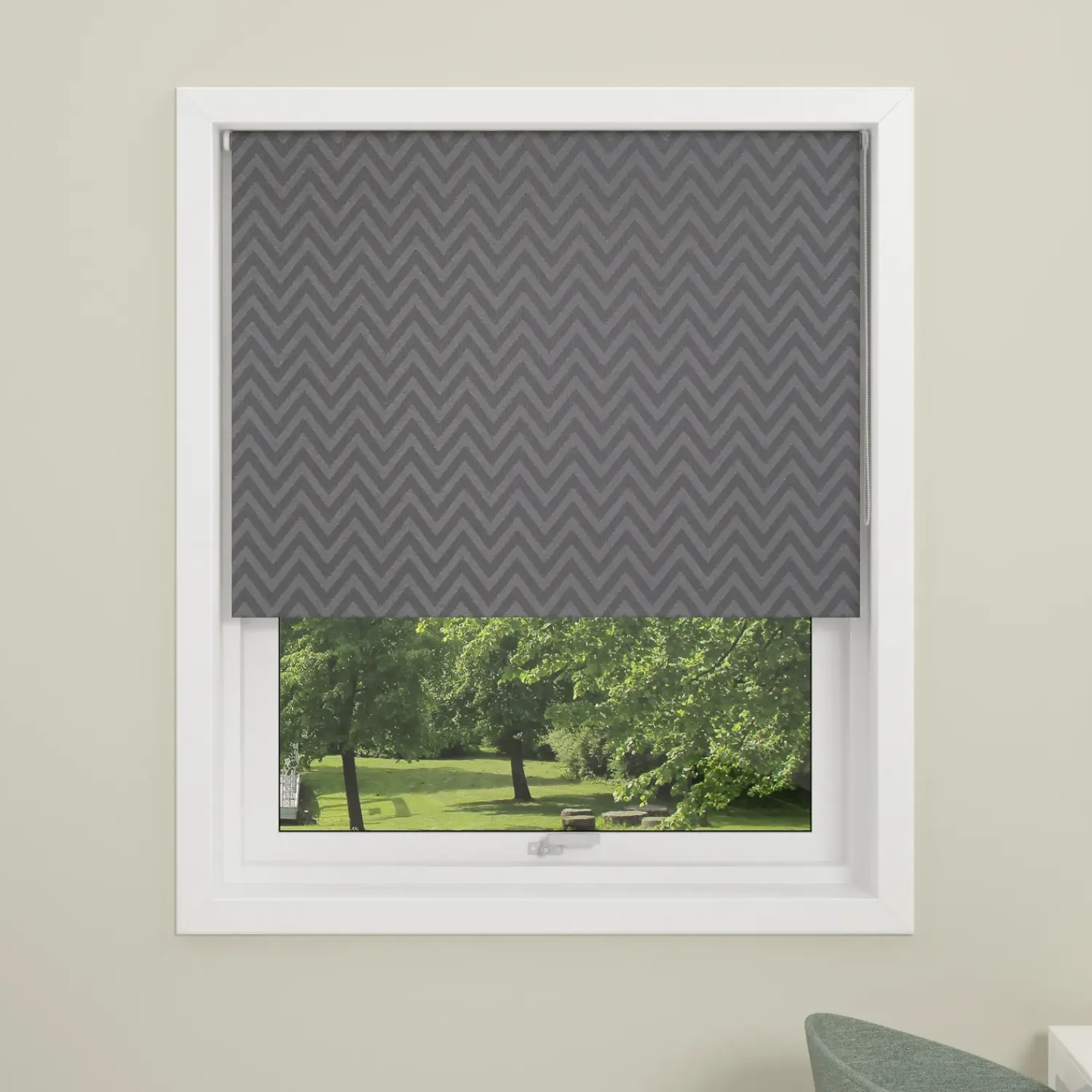 Gardiner|Tilbehør Til Kontor Og Værksted^Debel Zig Zag rullegardin mørklægning grå 100x175 cm