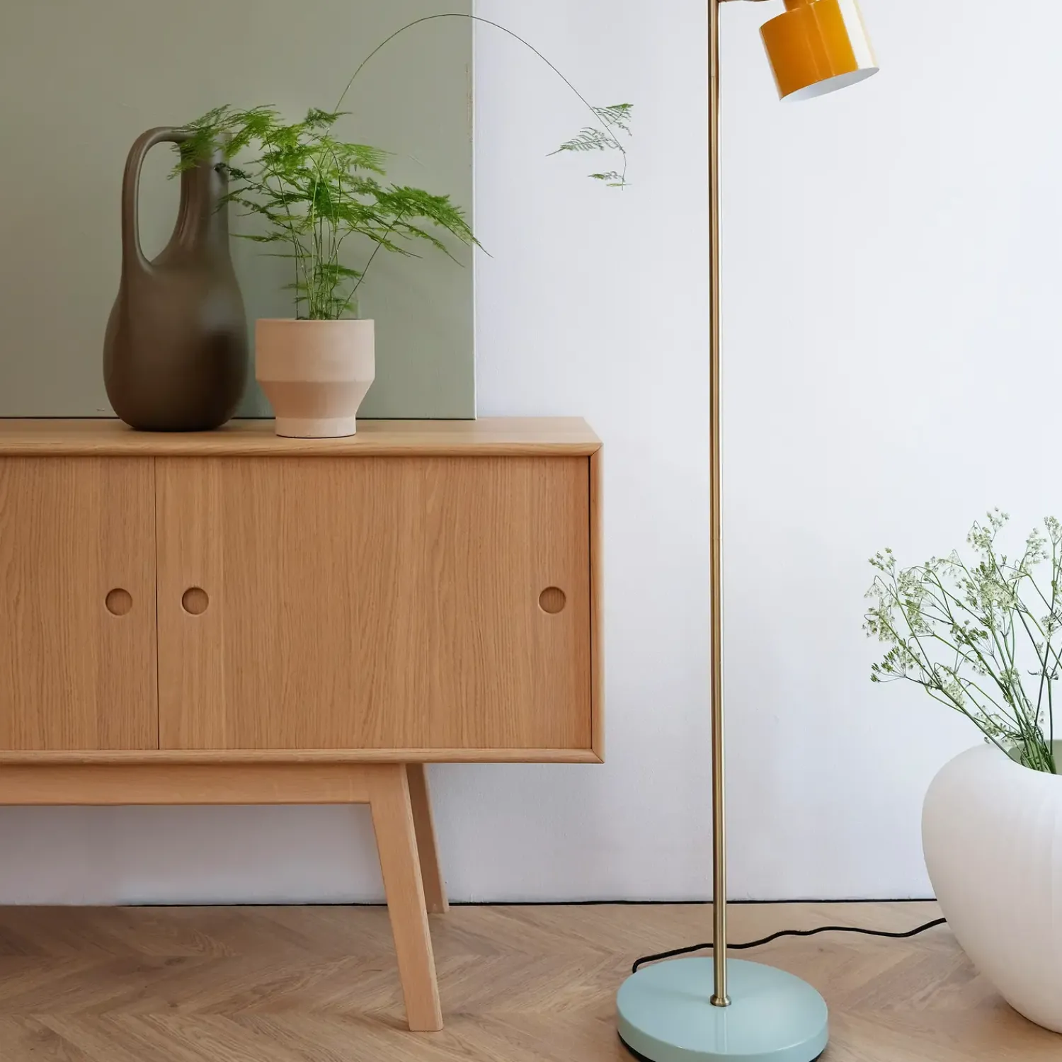 New Dyberg Larsen Ocean gulvlampe karry/messing/turkis