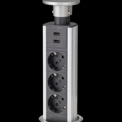 New E-Line pop-up stikdåse m/USB og 1,8 m ledning sort