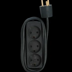 Discount E-Line stikdåse 3-vejs m/jord 1,5 m sort