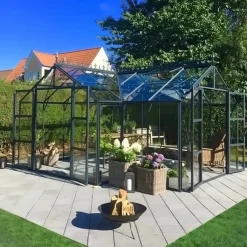 Elmholm Orangerier^Exclusive Orangeri antracit med hærdet glas 17,65 m²