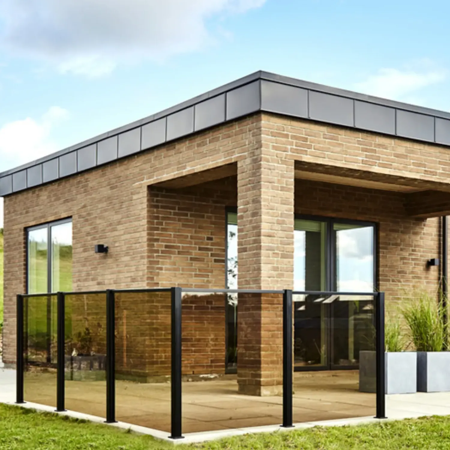 Stål- Og Glashegn^Elmholm hegn m/smoke glas startsæt 95 cm