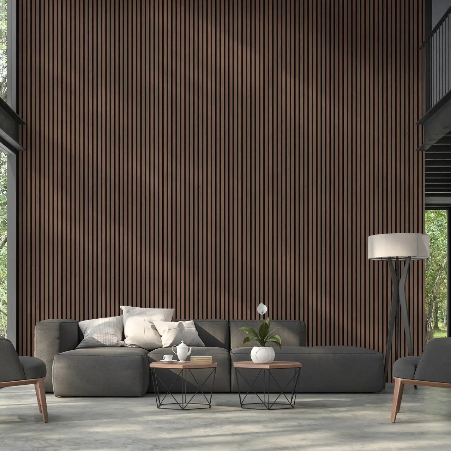 Fibrotech Akustikpaneler^Premium akustikpanel 22x605x2440 mm walnut