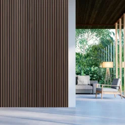 Fibrotech Akustikpaneler^Premium akustikpanel 22x605x2440 mm walnut