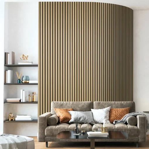Online Fibrotech Quanti akustikpanel 18x520x2440 mm light oak m/sort polyester