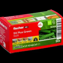 Rawlplugs Og Dyvler^fischer SX Plus Green ekspansionsplug 5x25 mm 90 stk.