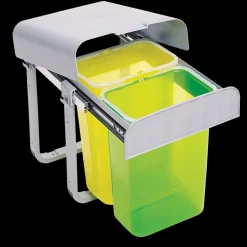 Grå affaldssystem på udtræksskinner med 2 x 8 L beholdere