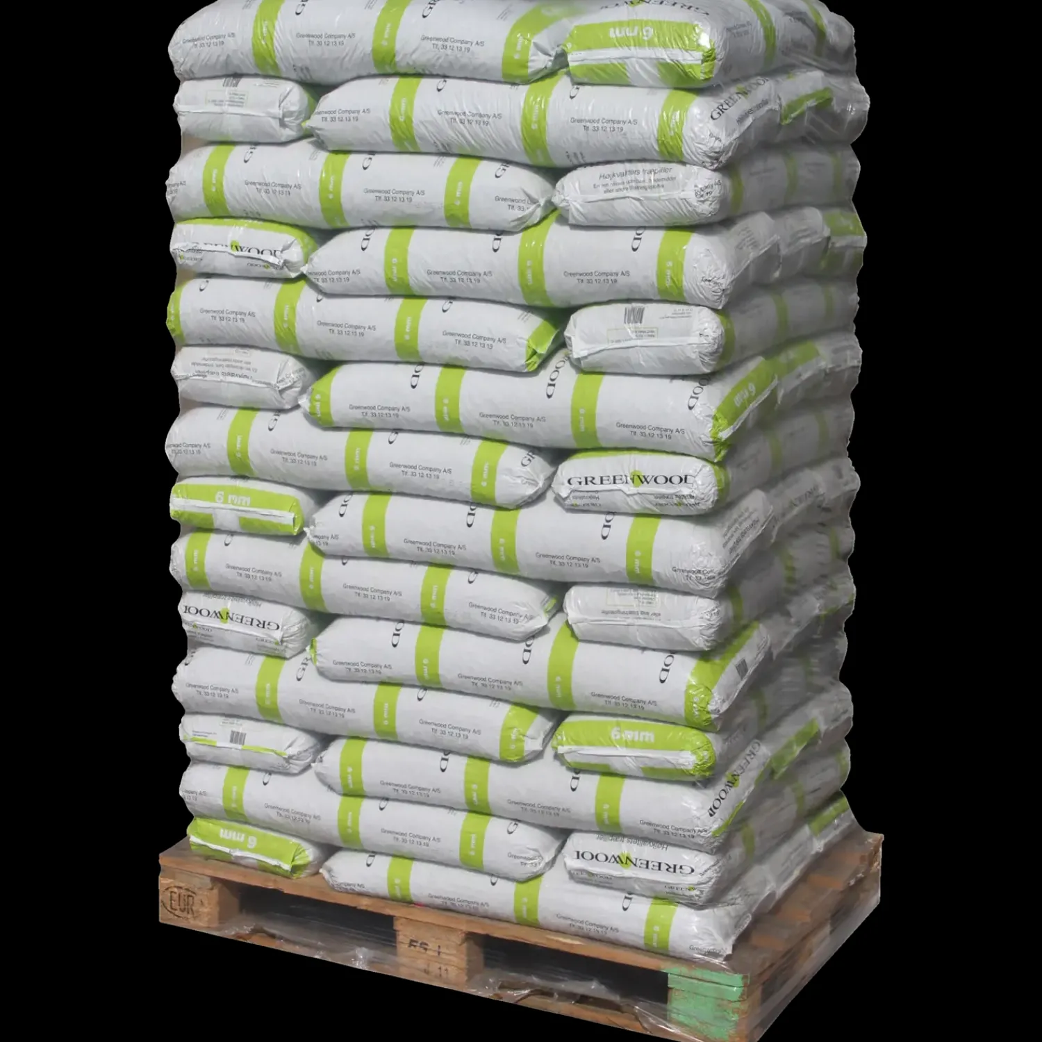 Greenwood Træpiller^træpiller 6 mm - palle med 896 kg / 56 poser á 16 kg