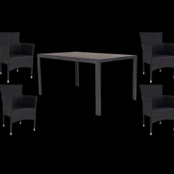 Discount Guldborg havemøbelsæt med bord og 4 stole sort