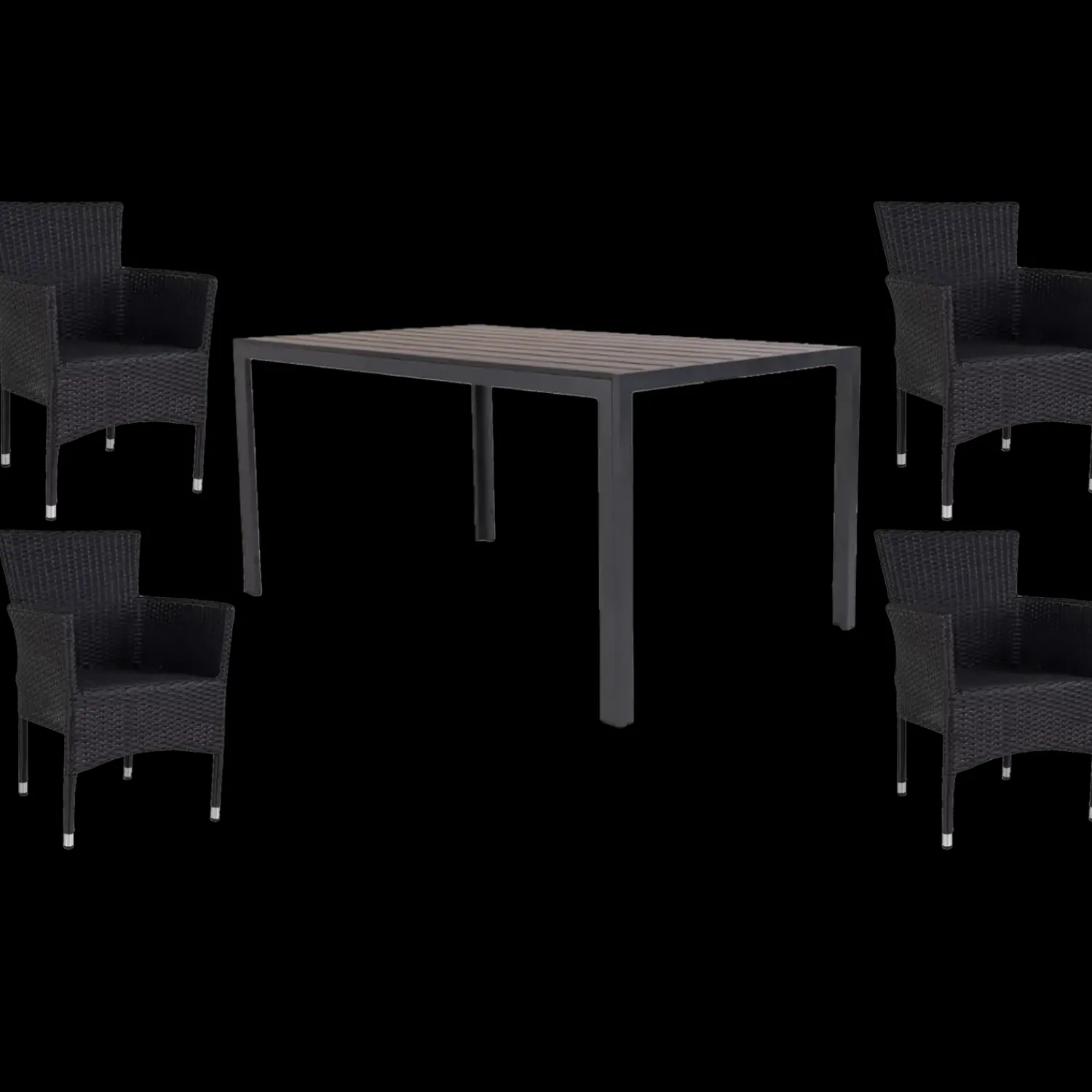 Discount Guldborg havemøbelsæt med bord og 4 stole sort