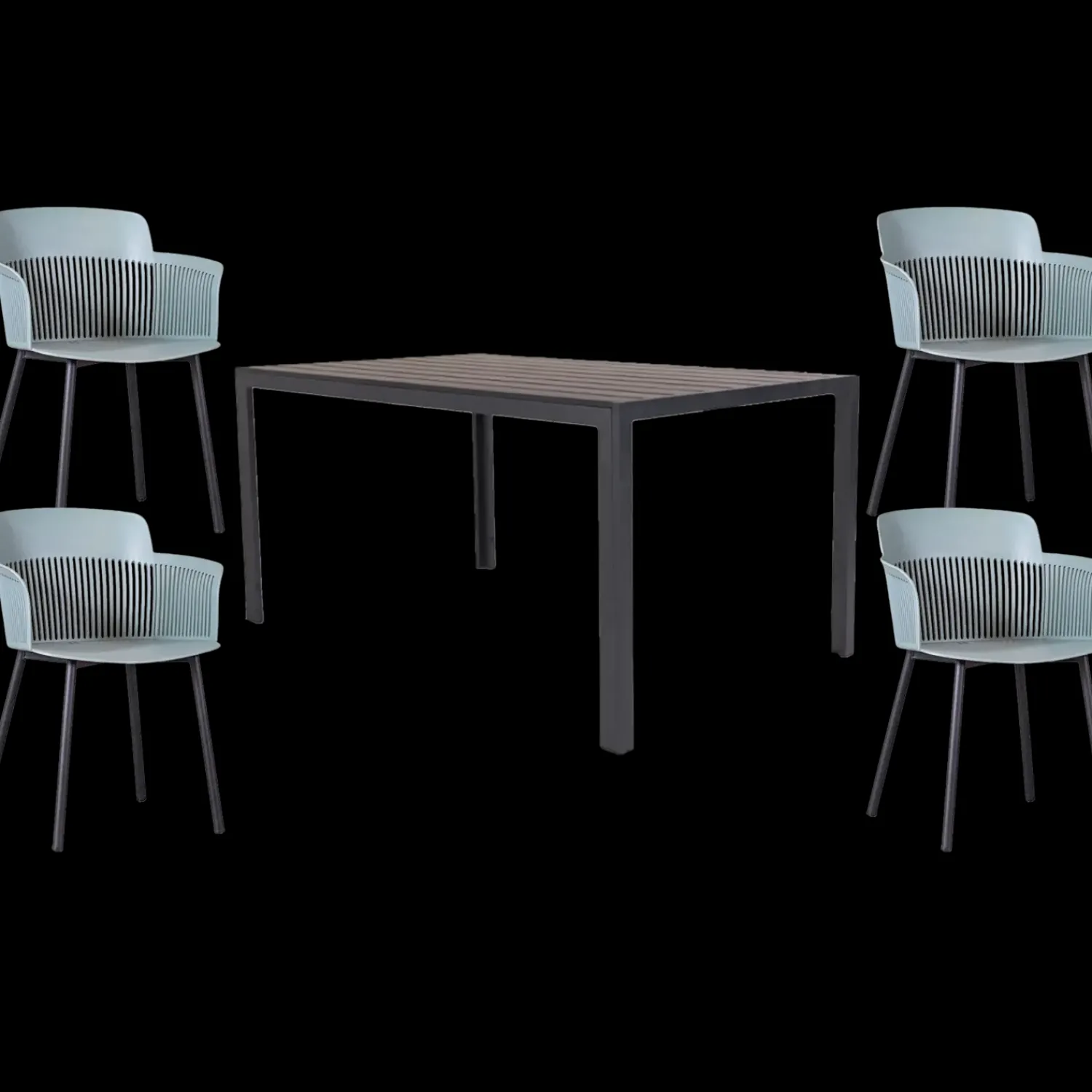 Havemøbelsæt^Guldborg/Søby havemøbelsæt med bord og 4 stole sort/grøn