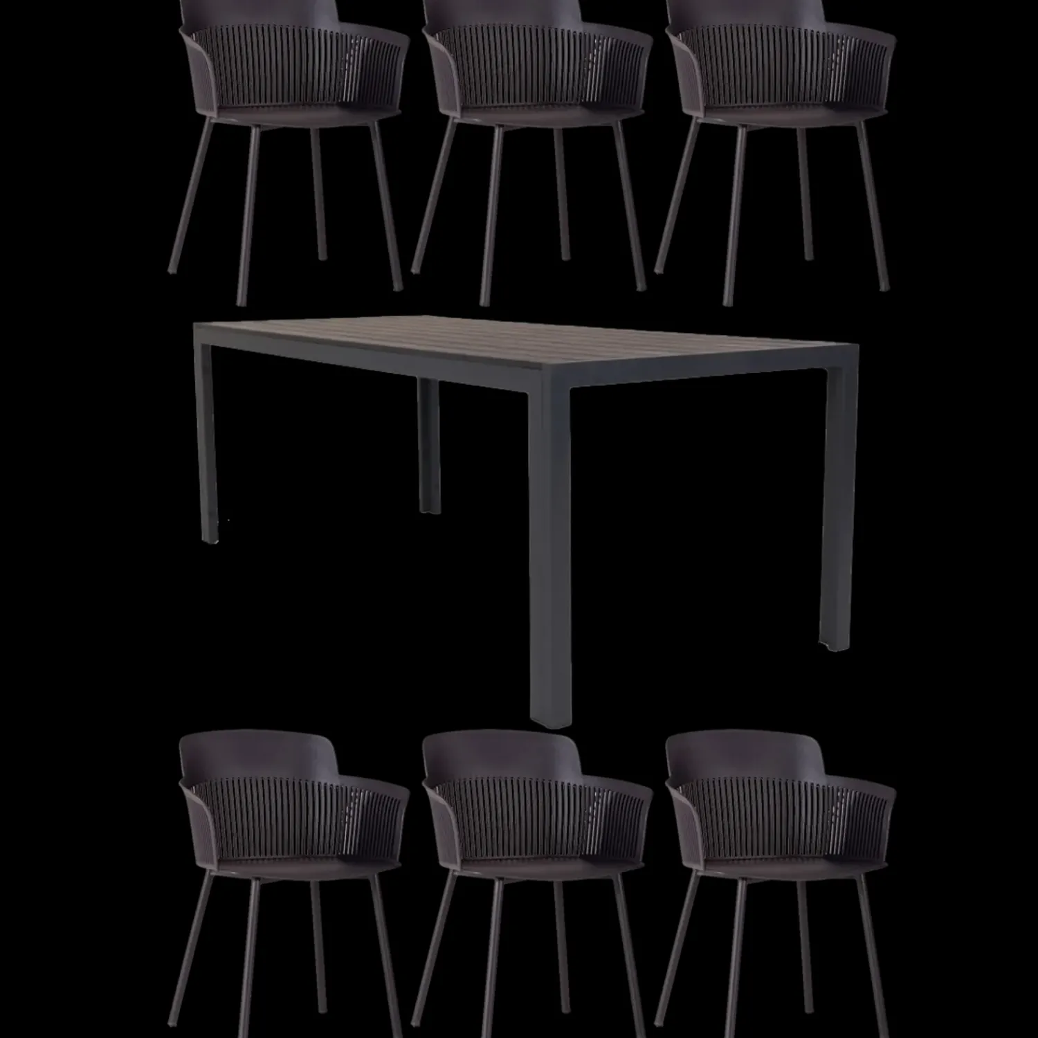 Havemøbelsæt^Guldborg/Søby havemøbelsæt med bord og 6 stole sort