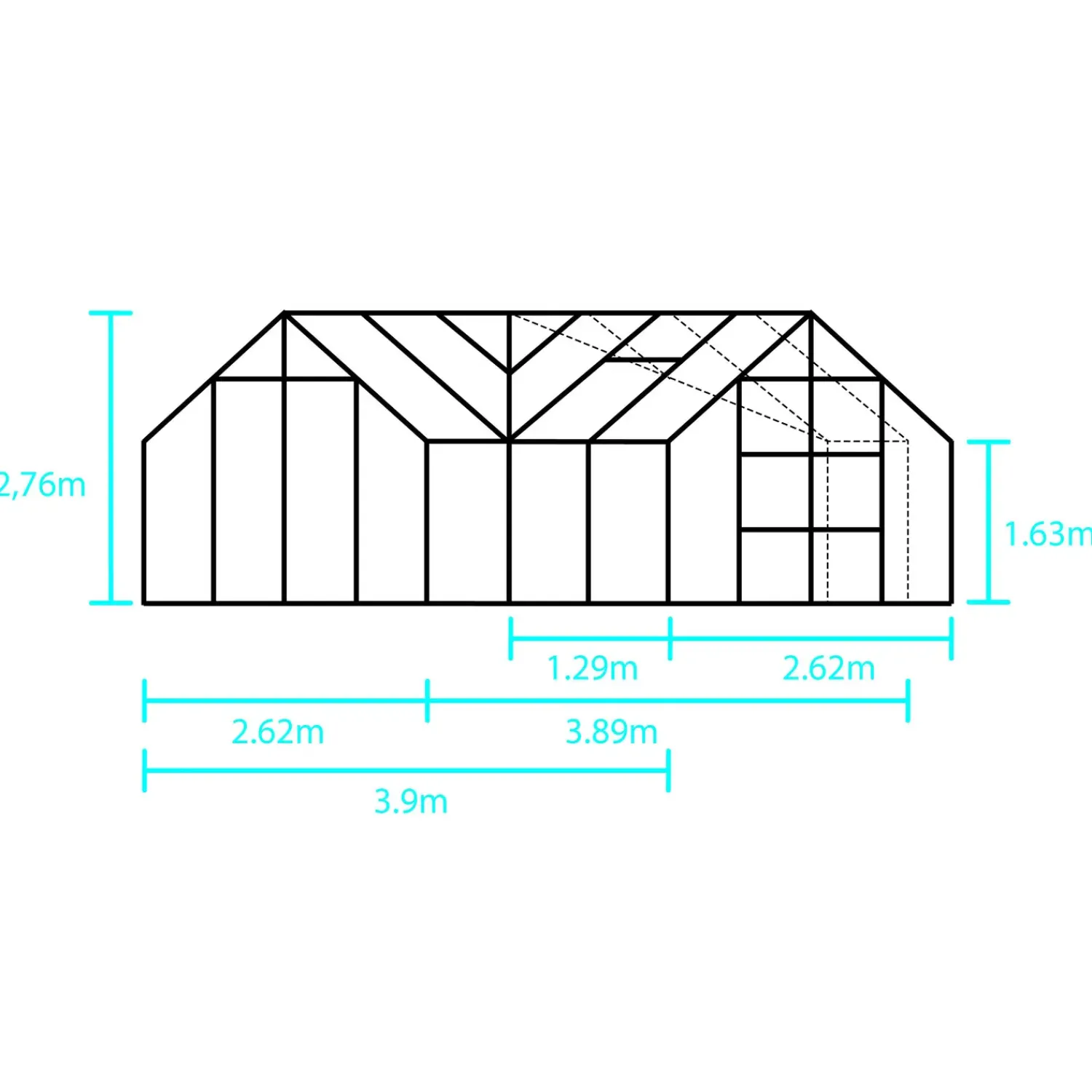 Halls Orangerier^Garden Room drivhus grøn med hærdet glas, inkl. sokkel 12,9 m²