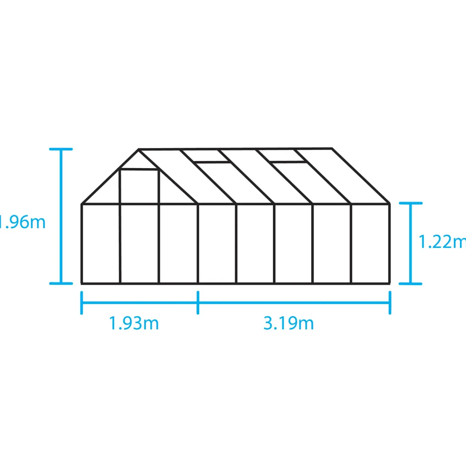 Clearance Halls Popular 106 drivhus sort med delt glas, inkl. sokkel 6,2 m²