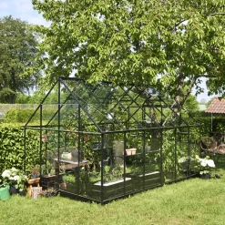 New Halls Qube+ 812 drivhus sort med hærdet glas, 9,9 m²