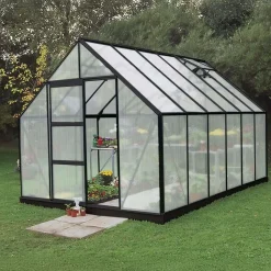 Halls Mellem Drivhuse 4-10 M²^Universal 128 9,9 m² sort 6 mm poly