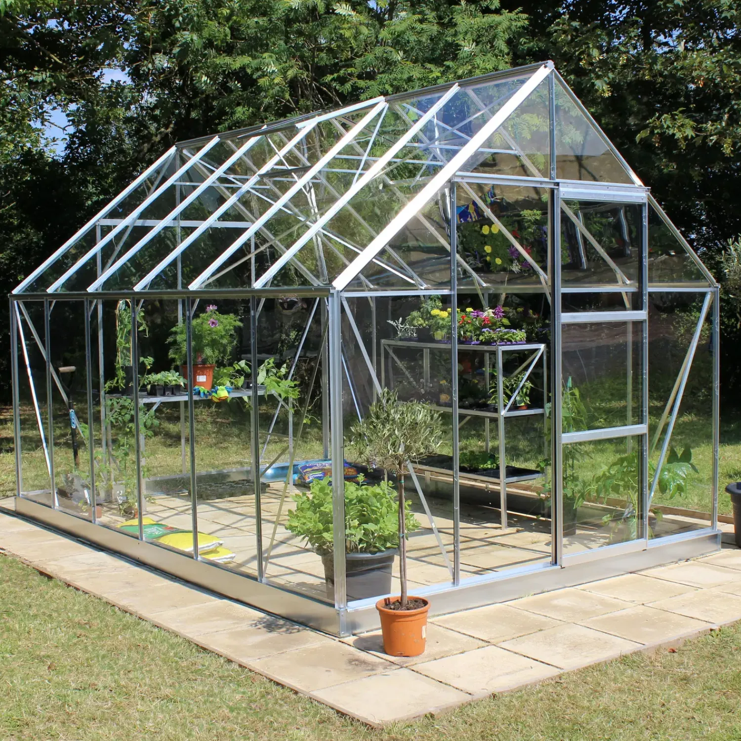 Sale Halls Universal 128 drivhus alu. med delt glas, inkl. sokkel 9,9 m²