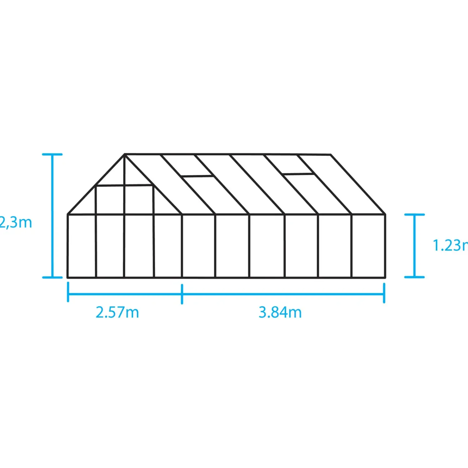 Sale Halls Universal 128 drivhus alu. med delt glas, inkl. sokkel 9,9 m²