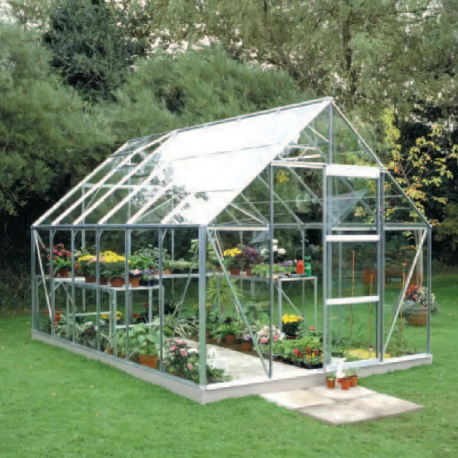 Sale Halls Universal 128 drivhus alu. med delt glas, inkl. sokkel 9,9 m²