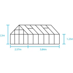 Halls Universal 128 drivhus sort, inkl. sokkel 9,9 m²