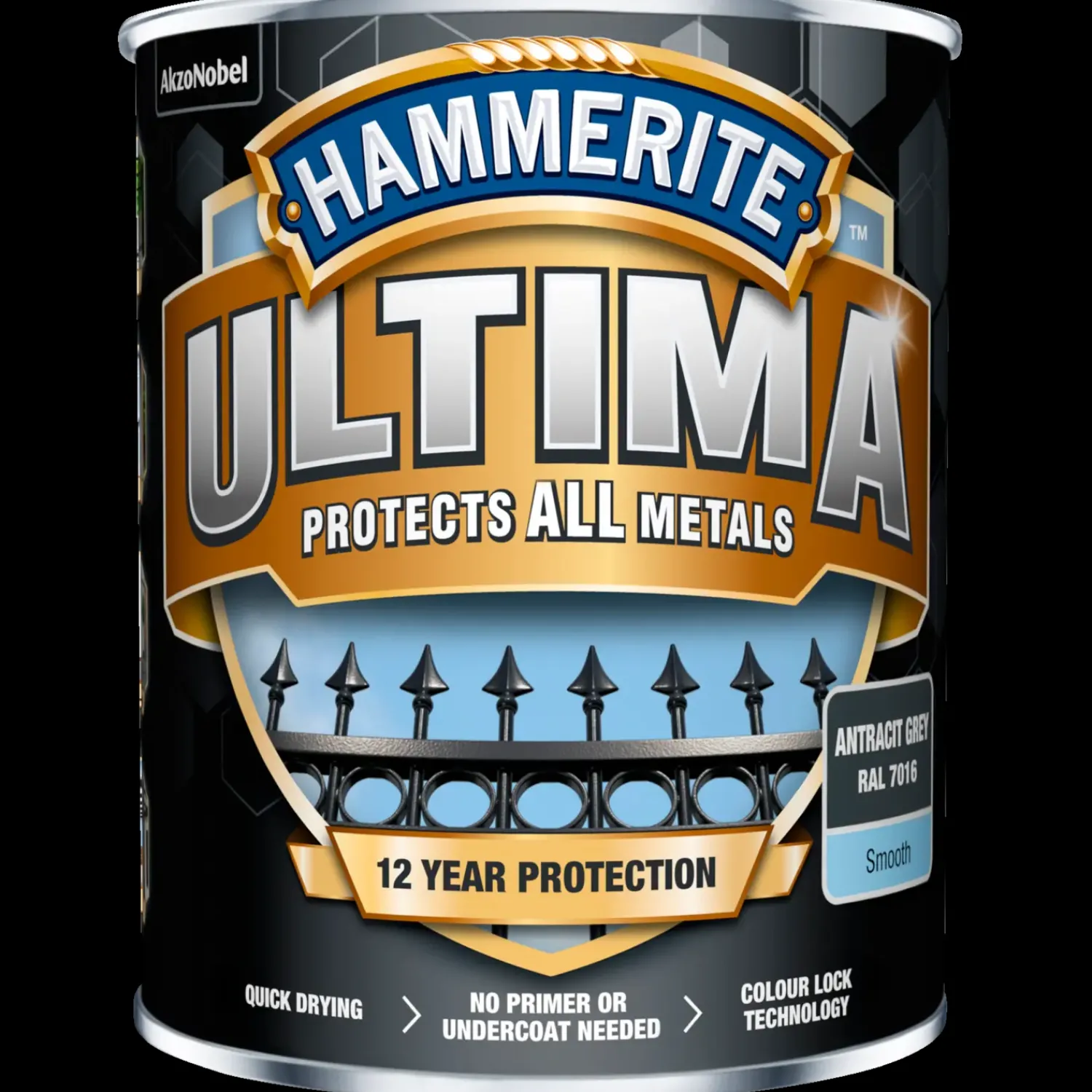 Hammerite Metalmaling^Ultima rustbeskyttelse 12 års RAL 7016 antracit 0,75 L