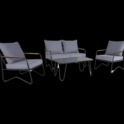 Loungemøbler^Høj sofasæt sort m/mørkegrå hynder