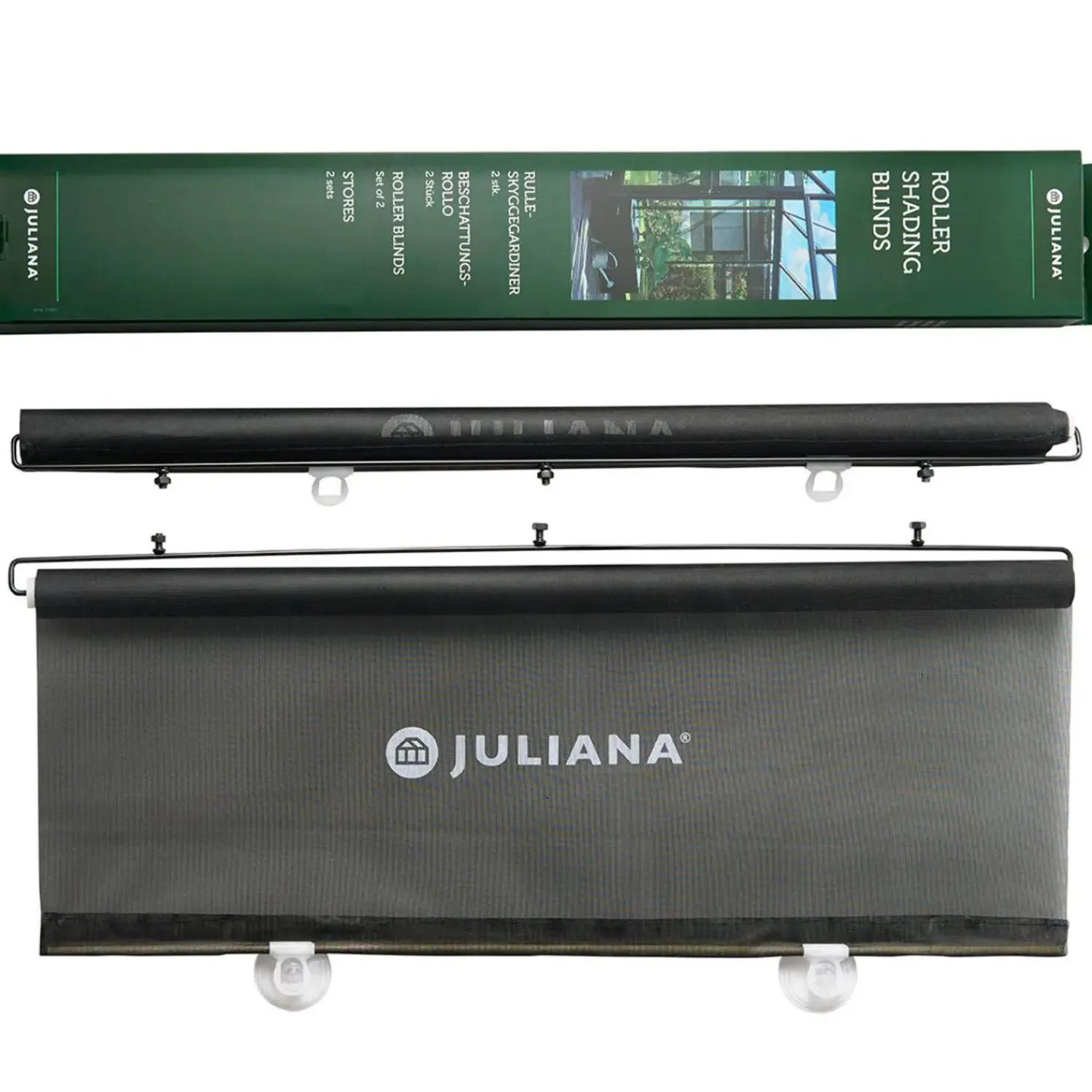 Juliana drivhus rullegardin sort 67,5x200 cm - 2 stk.